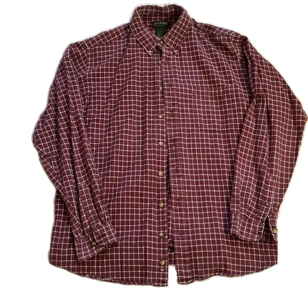 Y2K Cambridge Classics Burgundy Plaid Shirt XL